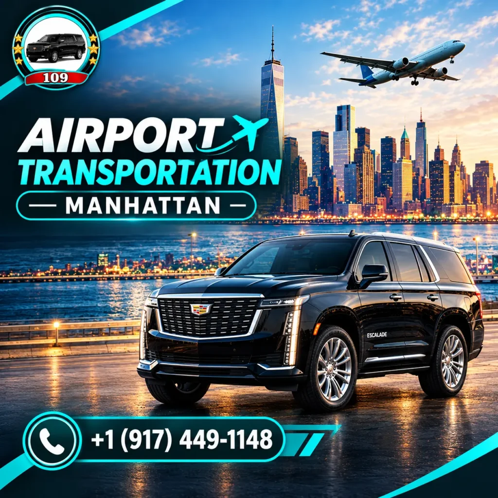 Airport transportation Manhattan with luxury Cadillac SUV and airport